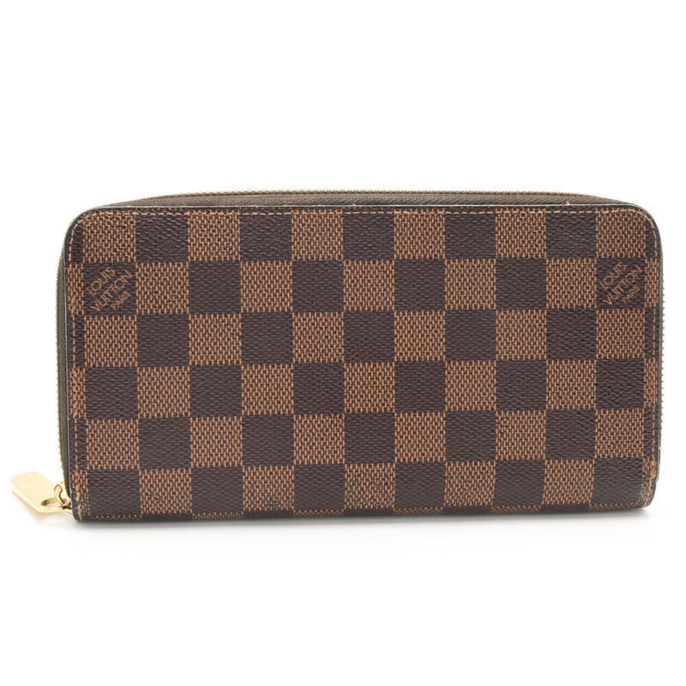 Louis Vuitton Zippy Wallet Damier Round Zip Long Canvas Leather Ebene Brown